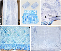 Набор-комплект: Голубое покрывало + шторы