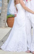 Свадебное платье белого цвета в отличном состоянии - фото 4