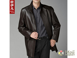 Продам новое мужское 54/180 пальто кожа Швеция черный весна