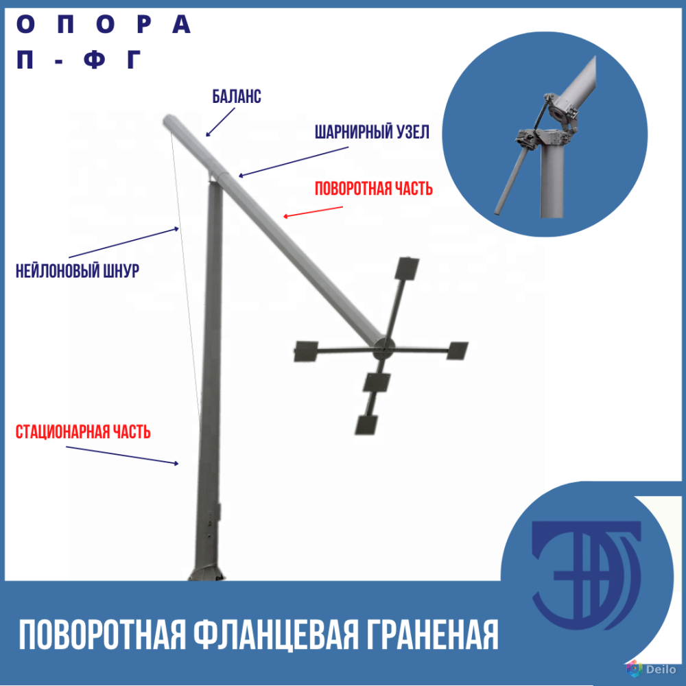 Поворотная фланцевая граненая опора освещения П-ФГ