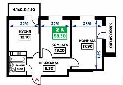 Продается 2-комнтная квартира в Молодежном