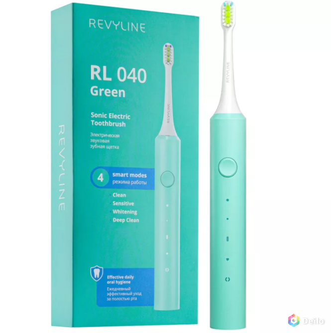 Зеленая звуковая щетка Revyline RL 040 с 4 режимами