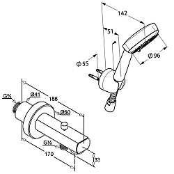 Душевая система с изливом Kludi Bozz 386310576 - фото 4