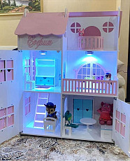 Деревянный Кукольный домик для Барби дом со светом кукольные - фото 5