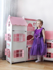 Деревянный Кукольный домик для Барби дом со светом кукольные - фото 4