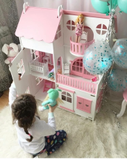 Деревянный Кукольный домик для Барби дом со светом кукольные - фото 7