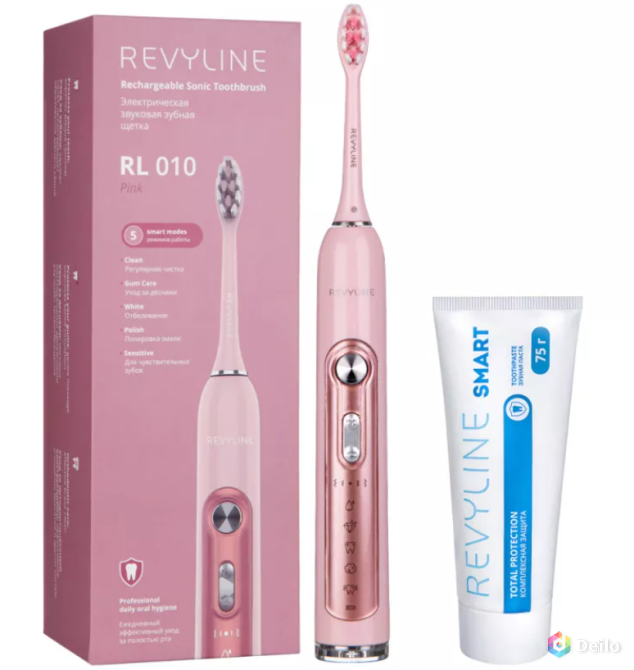 Звуковая щетка Revyline RL 010 Pink и паста