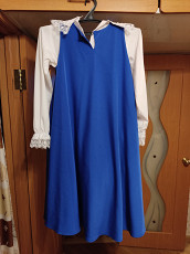 Б/у синий сарафан и белая блузка