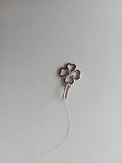 Кулон подвеска клевер цветок серебро с бриллиантом 585 золот - фото 4