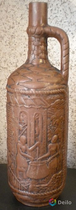 Глиняная декоративная бутылка 1 литр