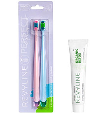 Комплект зубных щеток Revyline Perfect, розовая и голубая, и