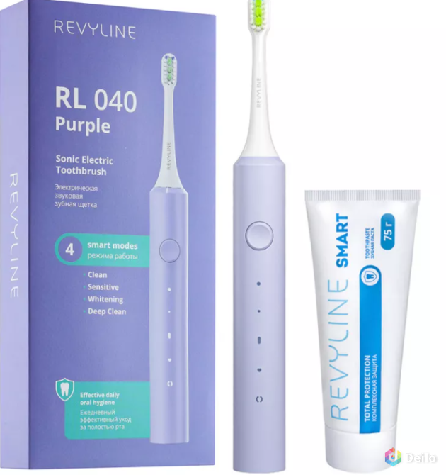Электрическая щетка Revyline RL040 Violet и паста для зубов