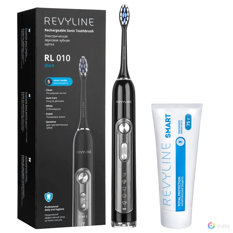 Набор звуковая щетка Revyline RL010 Black и паста для зубов