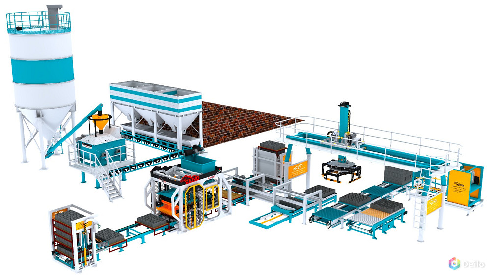 Линия для производства шлакоблоков, кирпича и плиток